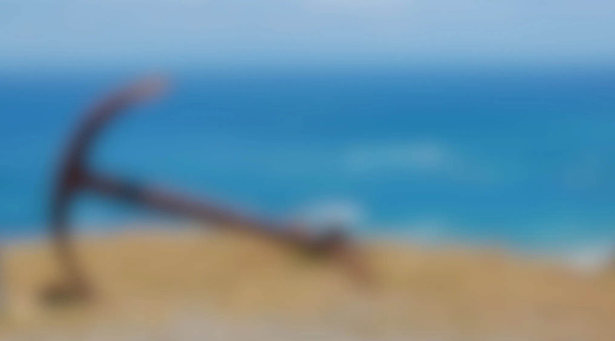 Blurry image of a large object on a sandy beach with the ocean in the background, subject hard to make out.