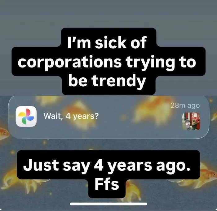 Screenshot criticizing corporate trendiness in messaging apps