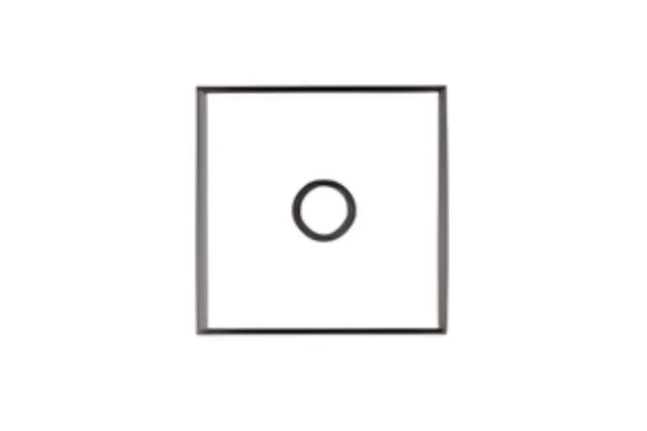 Simple square puzzle piece with a circular hole in the center indicating which part of the puzzle is missing.