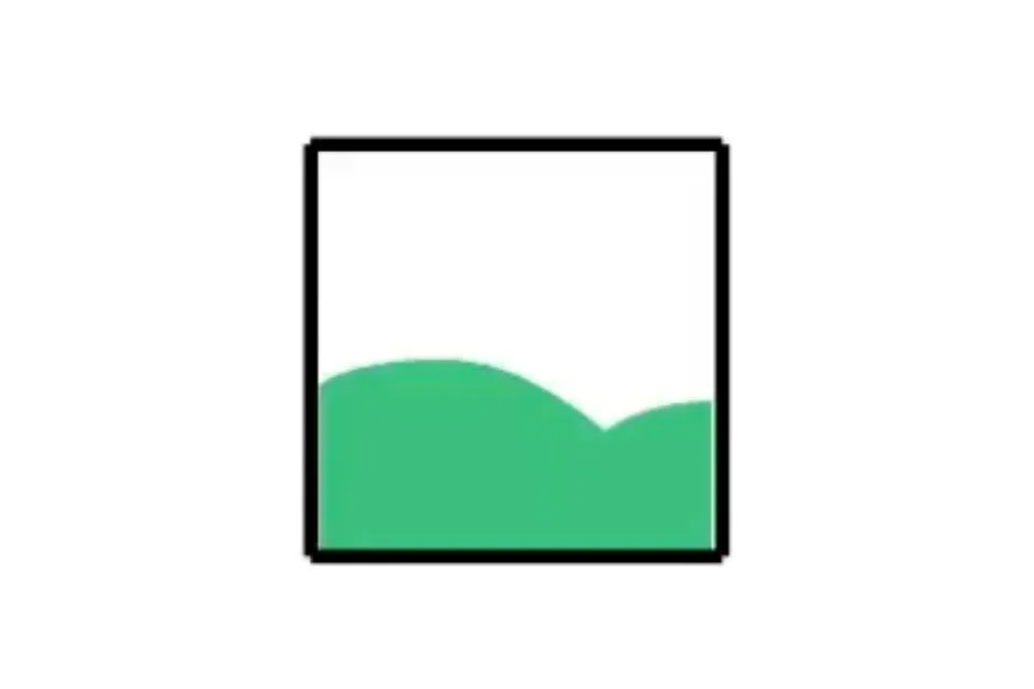 Green wavy shape filling the bottom half of a square, part of a pattern completion puzzle B.