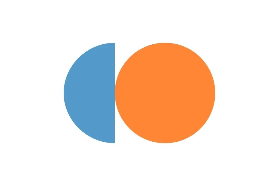 Half blue circle next to a full orange circle illustrating which of these is the missing option A.