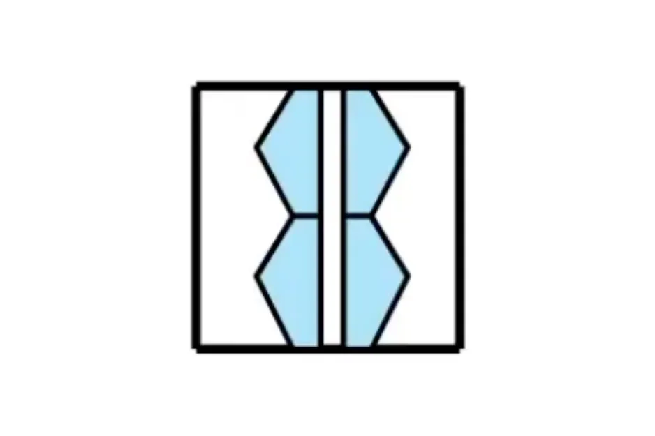 Abstract geometric shapes forming a symmetrical pattern, illustrating the concept to pick the missing piece puzzle.