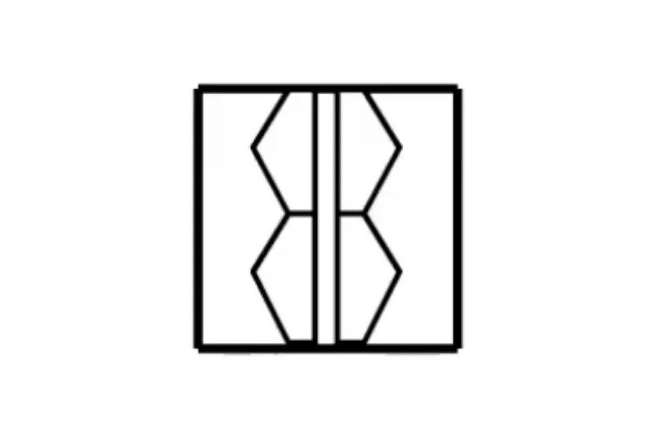 Abstract black and white puzzle illustration showing symmetrical shapes with a missing piece concept.