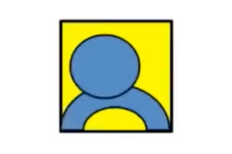 Blue circular figure with arch shape inside a yellow square, part of a matrix puzzle to determine the completing figure.