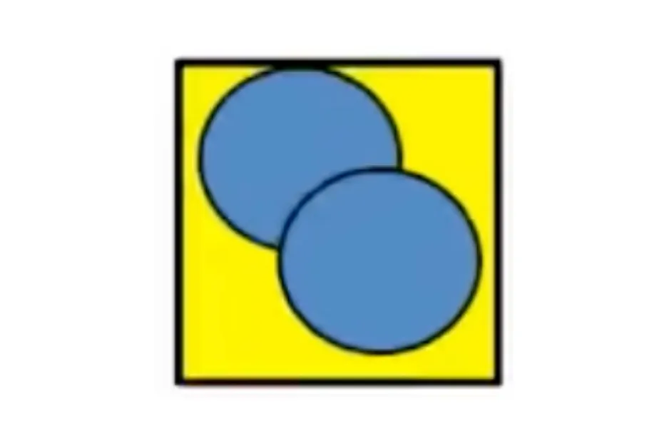 Blue overlapping circles inside a yellow square, part of a visual puzzle to determine which figure completes the matrix C.