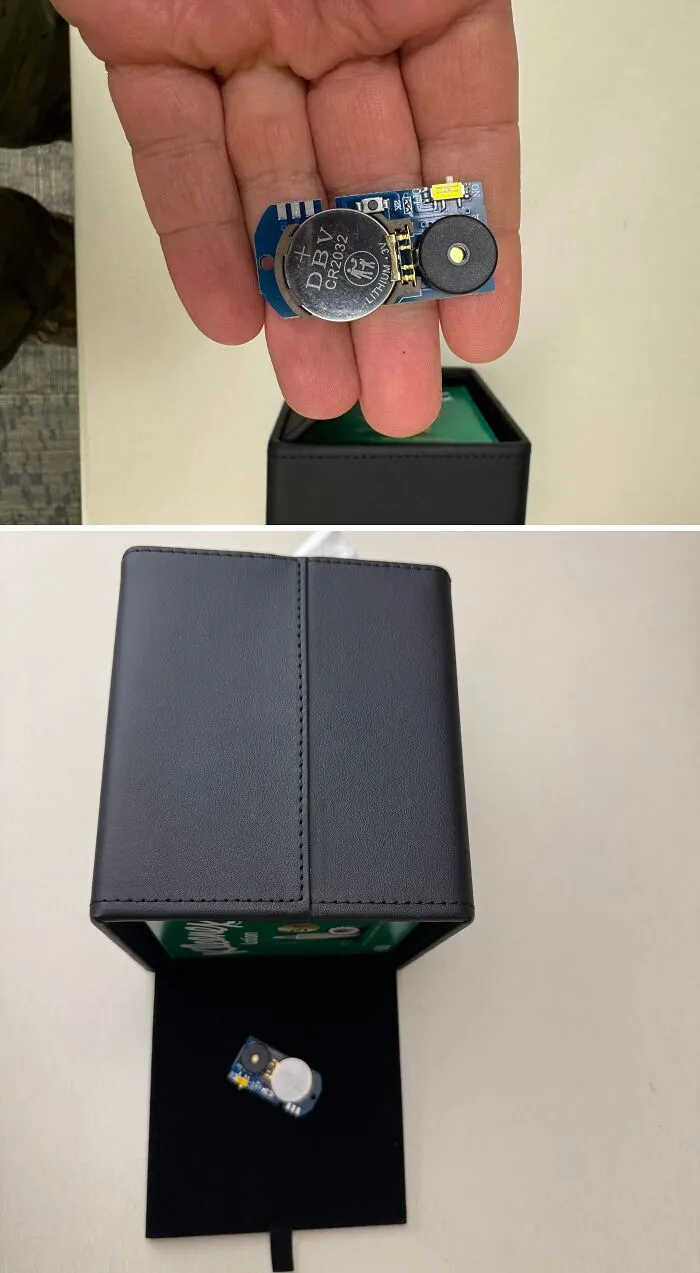 Found Hidden In My Tissue Box At Work. Tiny Circuit Board With A Battery And What Appears To Be A Speaker
