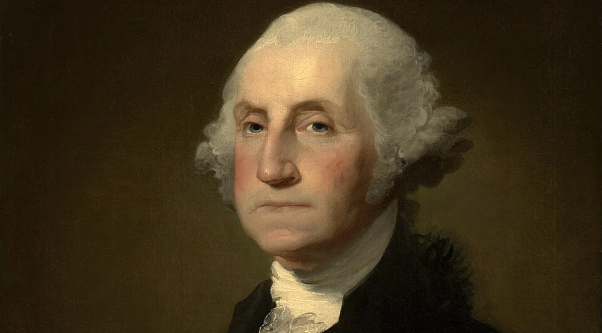 Portrait of a famous historical figure with white hair and 18th-century attire for identifying famous people quiz.