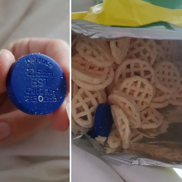 I Found This Blue Disc In A Packet Of Sour Cream Crisps. Its Has The Words "Ferrous 25mm Bst, Cert Number 213026b" On It