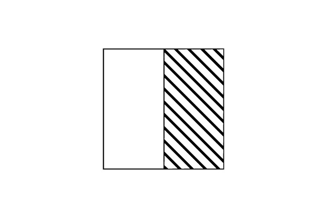 Half solid white and half diagonal black striped pattern square for mystery piece puzzle task.