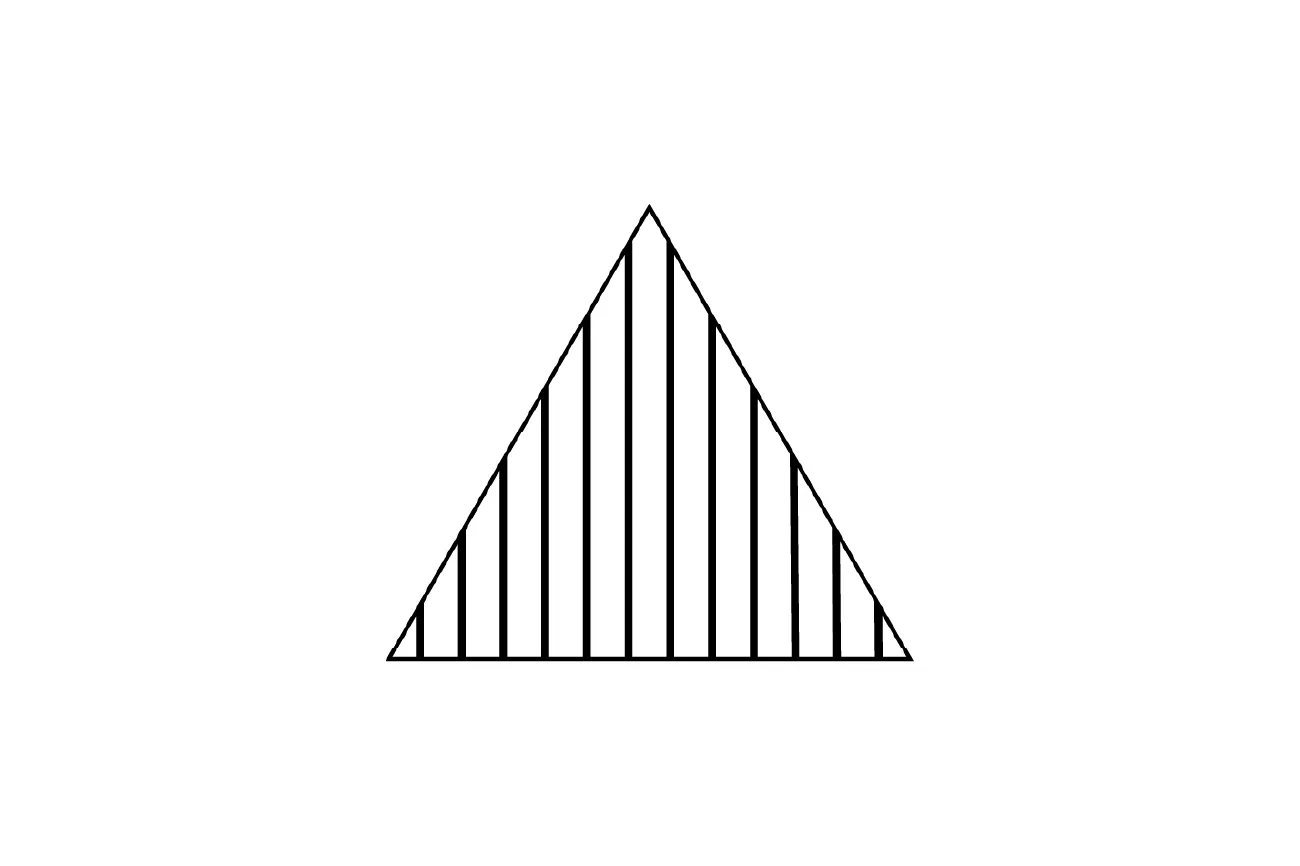 Black and white striped triangle illustrating a geometric pattern for what comes next B concept.