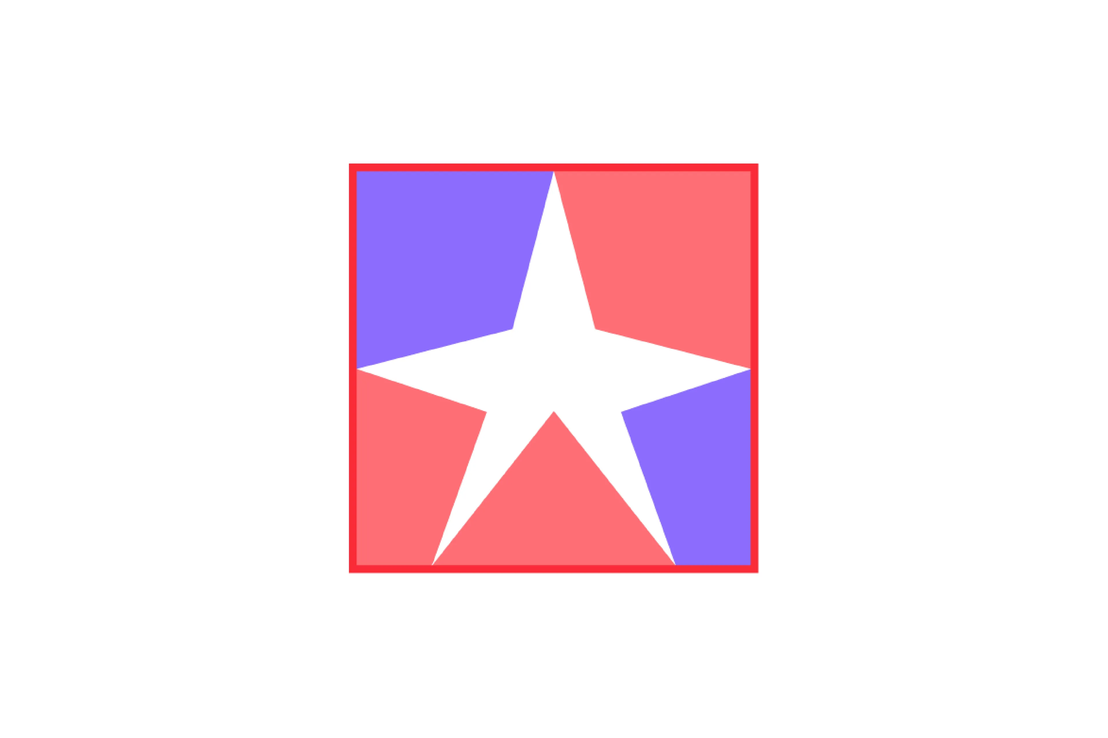 White star centered in a square with red and purple sections representing option D choice concept.