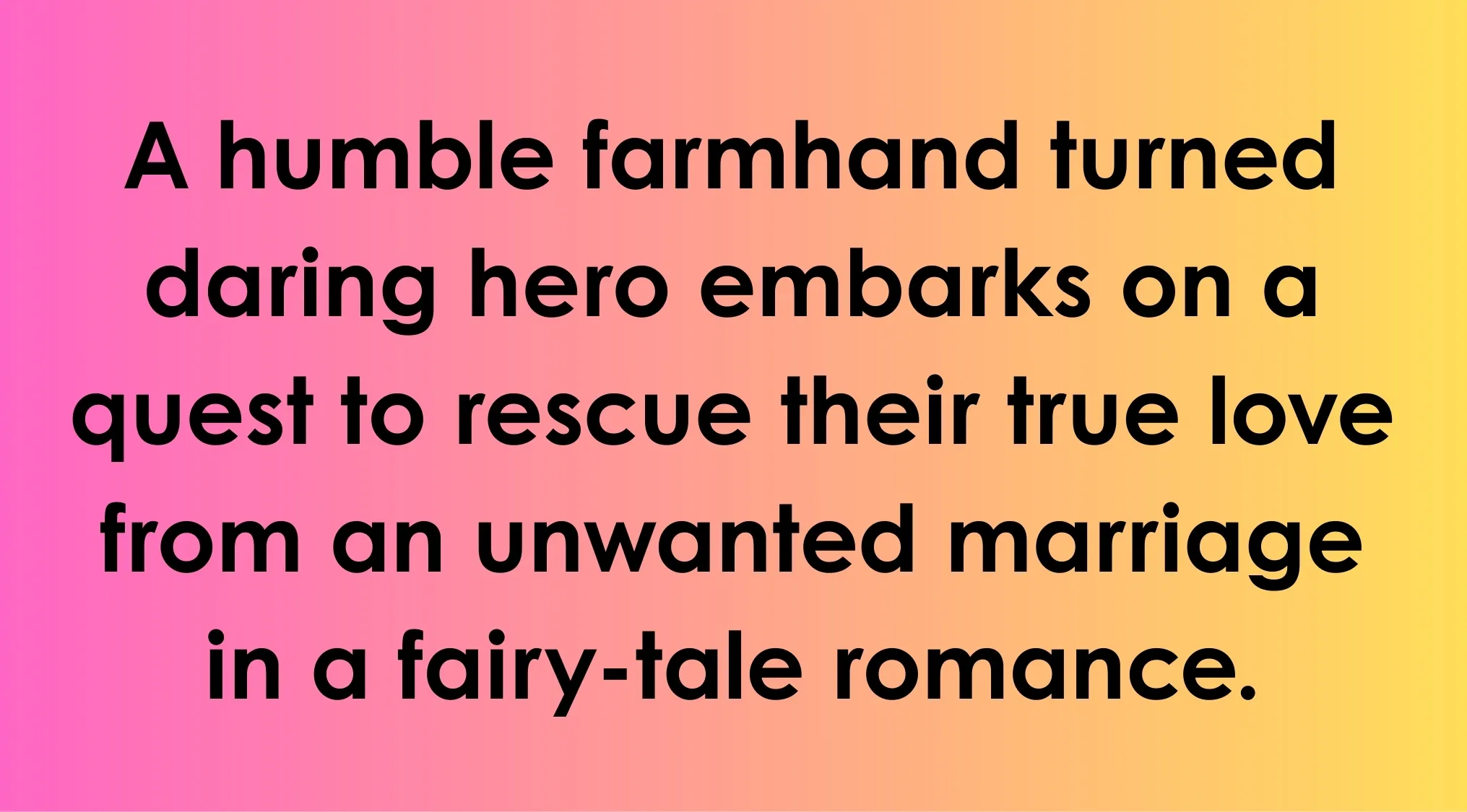Quiz clue text describing a fictional couples story with a farmhand hero rescuing true love in romance.