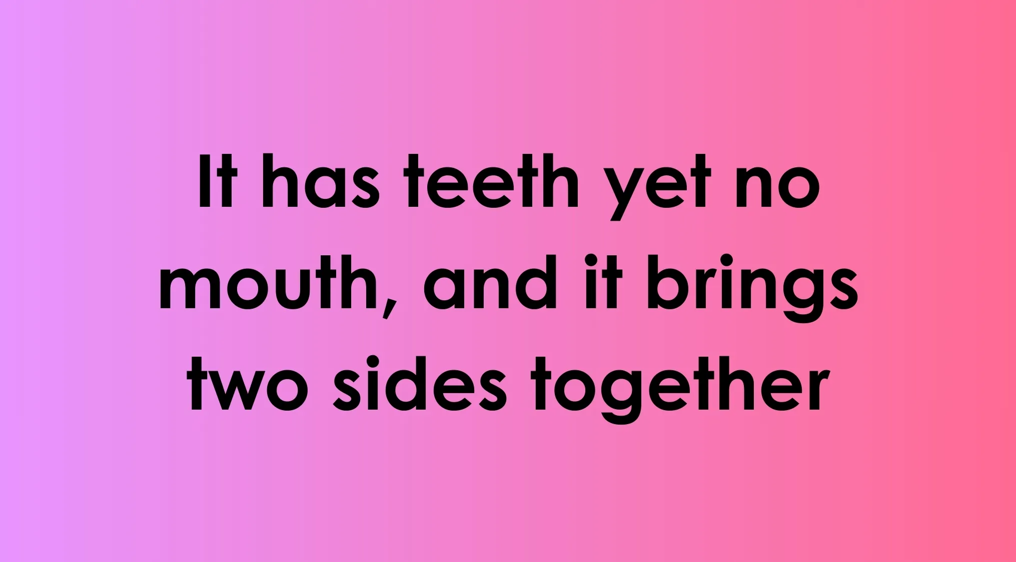 Riddle text on a pink gradient background challenging viewers to try to read our minds by solving the clue.