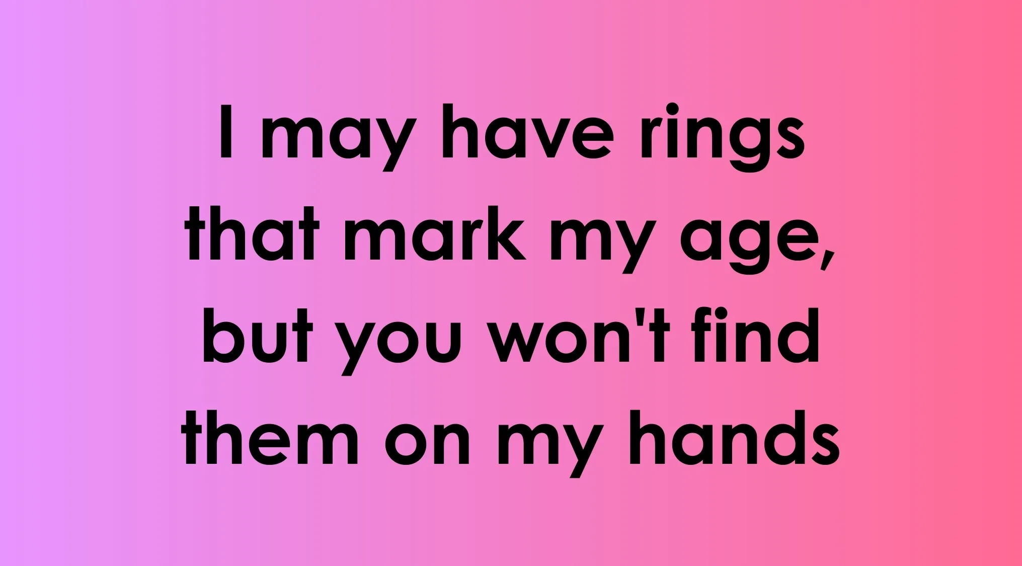 Text on a pink and purple gradient background about age rings, inviting viewers to see if they can read our minds.