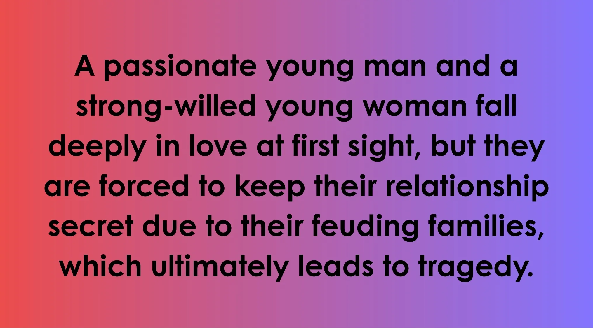 Description of a famous fictional couple's relationship in a fictional couples quiz about love and tragedy.