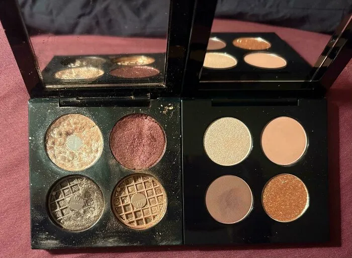 Cuatro sombras de ojos Pat McGrath (2019) vs. (2026) - Mismo precio