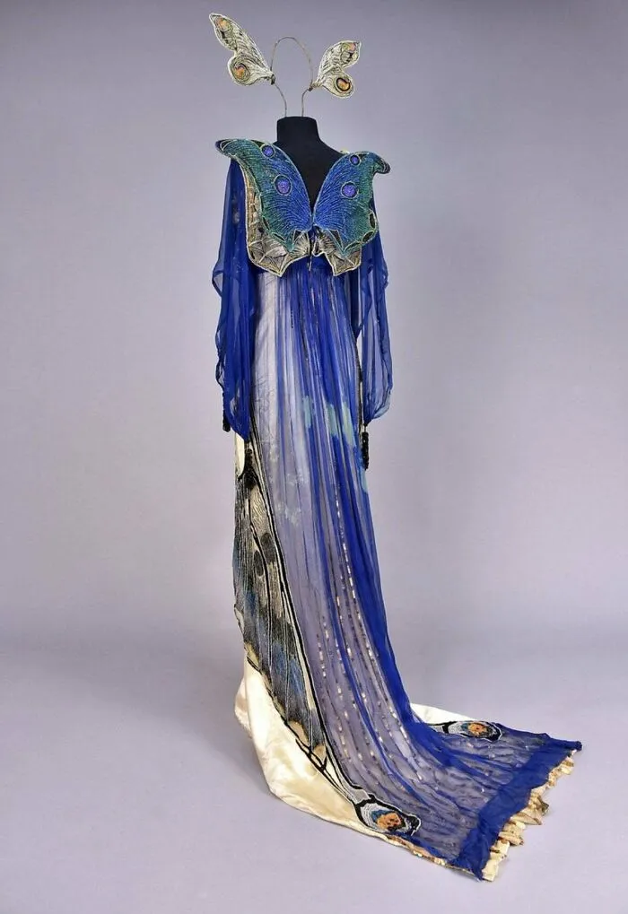 Glimmering Butterfly Fancy Gown And Matching Headdress Made By House Of Worth In 1912