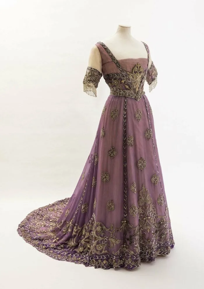 Purple Silk Chiffon Dress By Maison Doeuillet Belonging To Queen Alexandra, Circa 1910