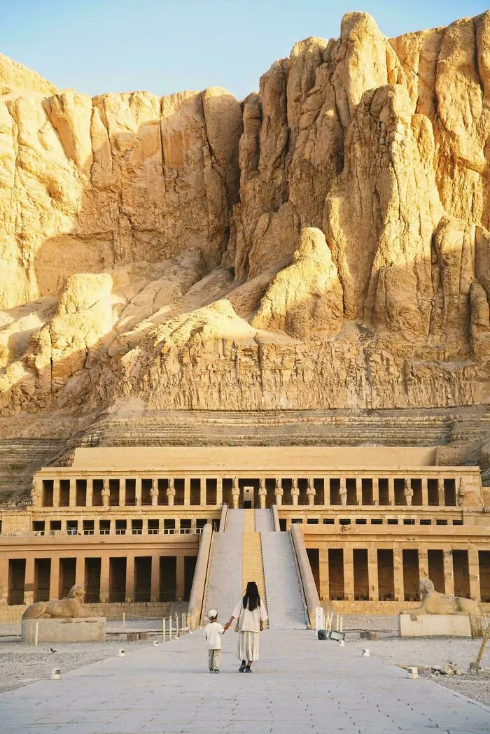 Approaching The Temple Of Hatshepsut, A 3,400 Year Old Temple Built By Perhaps The Most Powerful Woman Of Antiquity