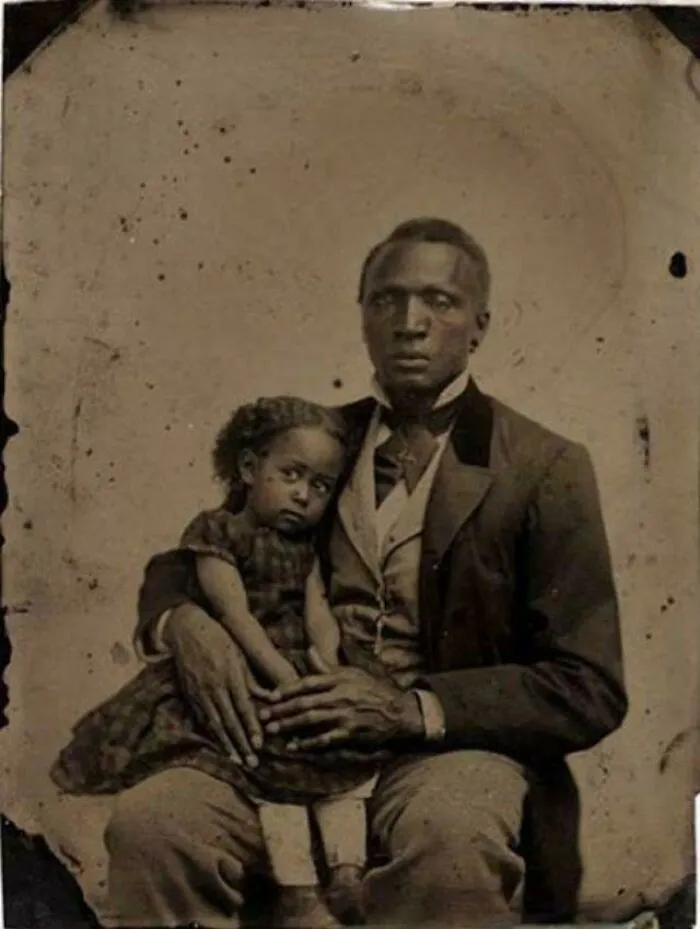 Tintype Of A Gentlemen Posing With His Daughter, Circa 1870s