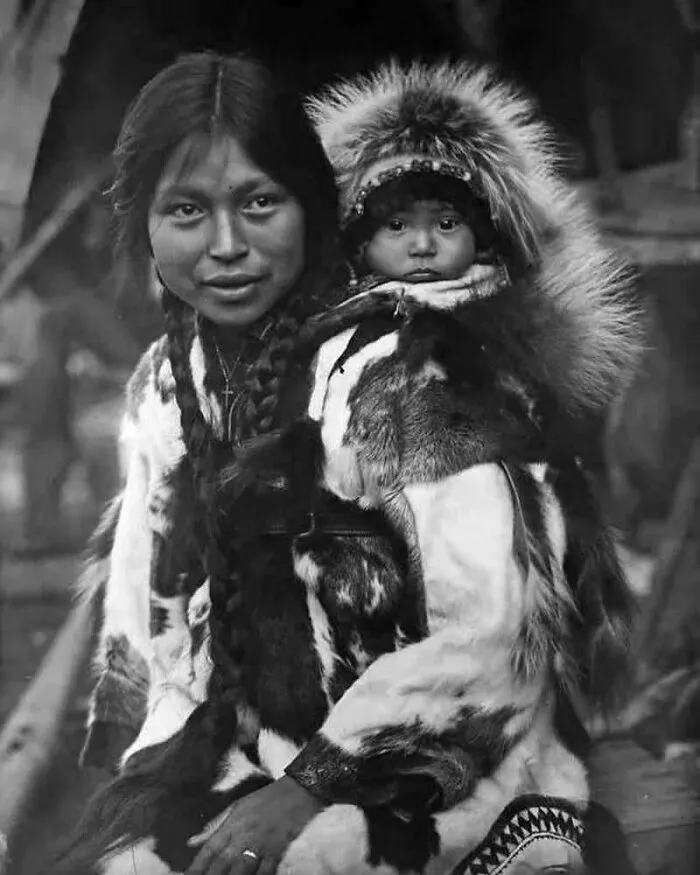 King Island Inuit Woman And Child, King Island, Alaska, Taken Between 1915 And 1925