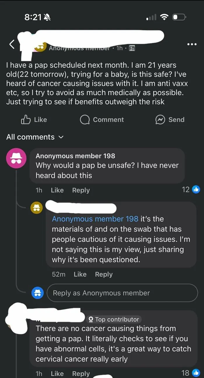 “I Heard Screening For Cancer Causes Cancer” 🤦🏻♀️