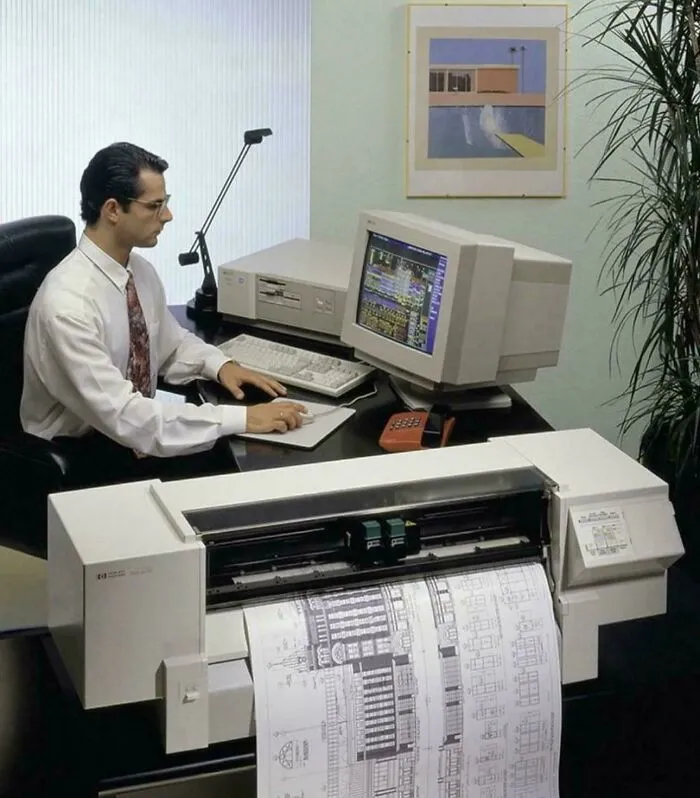 1990s Architect At His Workstation