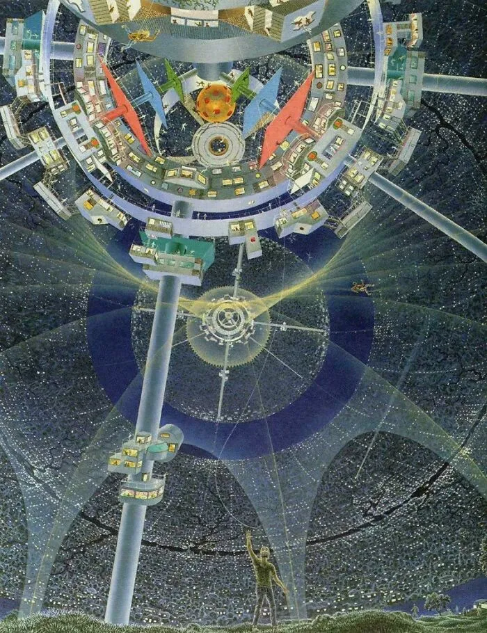 Space Colony Concept Art For NASA. Mid 1970s
