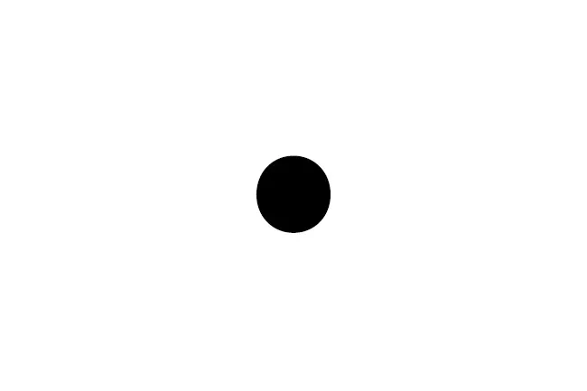 Black period punctuation mark centered on a white background representing a favorite punctuation mark.