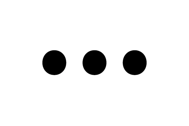Three black dots representing an ellipsis as a favorite punctuation mark on a white background.