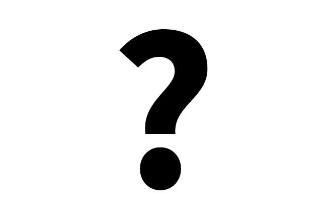 Black question mark punctuation mark centered on a white background, highlighting a favorite punctuation symbol.