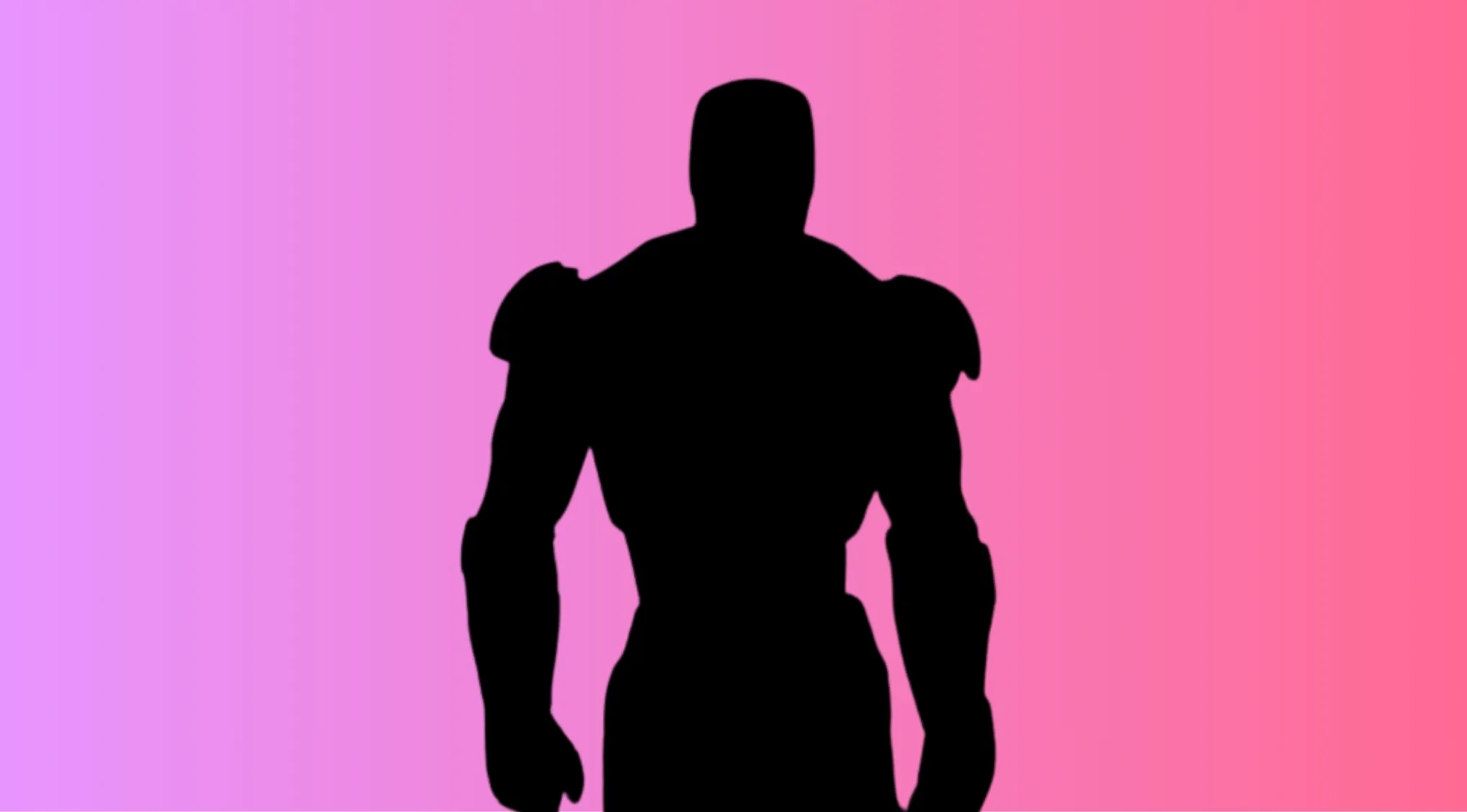 Silhouette of a movie character in armor against a pink and purple gradient background for guessing game.