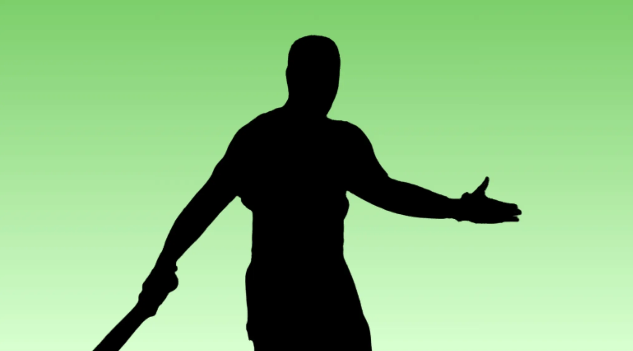 Silhouette of a movie character holding a bat, challenging viewers to guess the movie character from the silhouette.