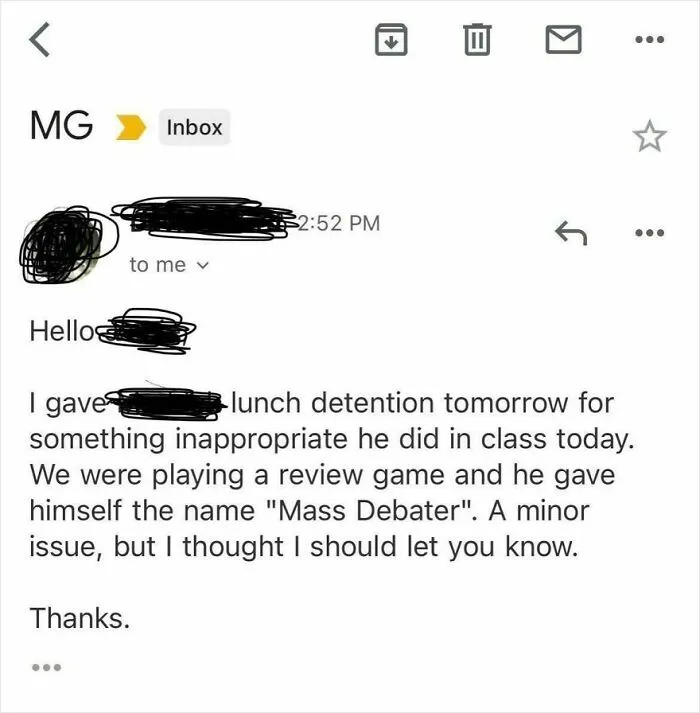 An Email From My 15 Year Old Sons Teacher That I Received Today