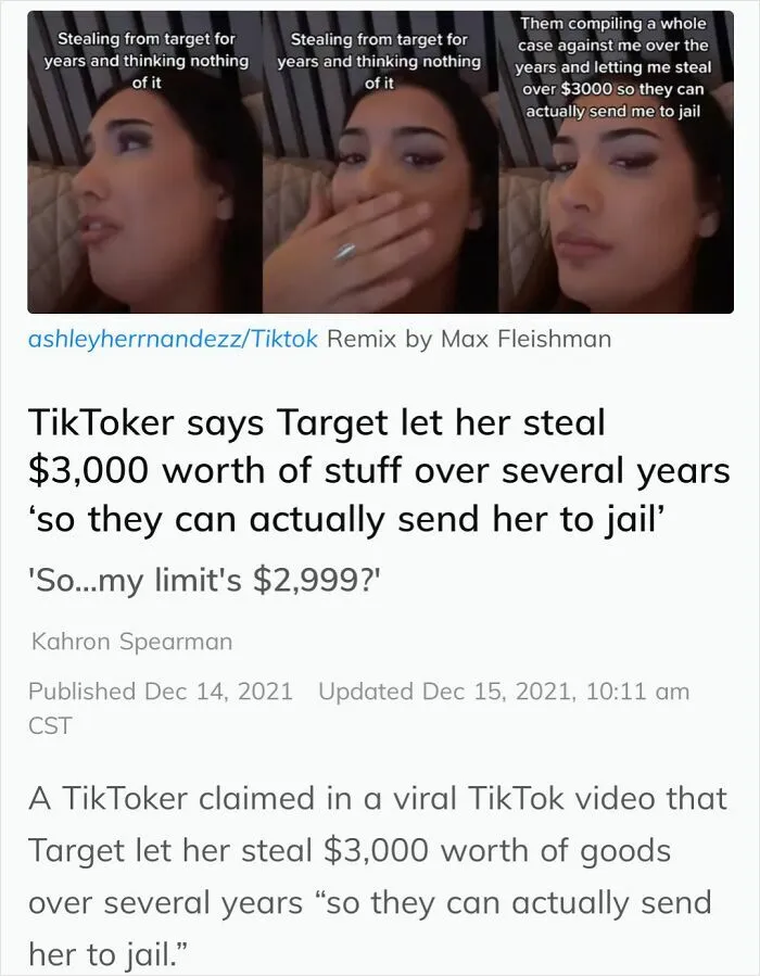 Getting Mad At A Target For Not Arresting Her Sooner