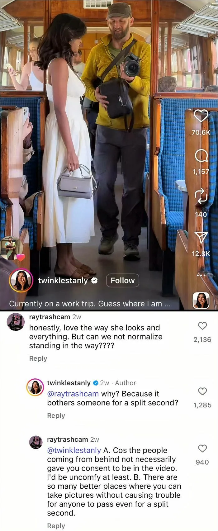 So I Came Across This Reel By Some Influencer Called Twinkle Stanly, Where She Was Recording Herself In A Public Train, Blocking The Aisle