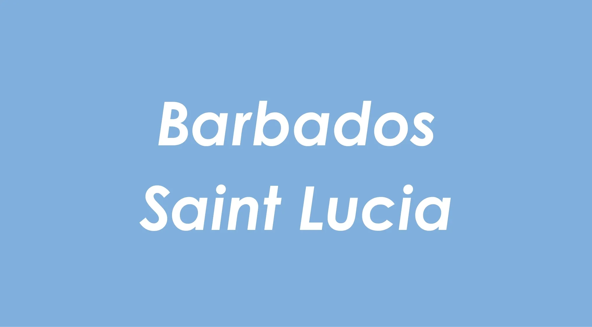 Barbados and Saint Lucia highlighted on a blue background for guess the connection geography edition quiz.