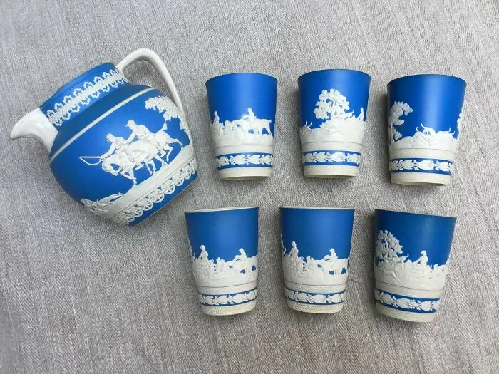 An Elderly Neighbor Offered Me Her Copeland Spode Jasperware Jug And Six Beakers With Hunting Scenes, Supposedly Bought By Her Grandfather On His Trip To England In The 1920s. What Would Be A Fair Price To Pay For This? (Germany)