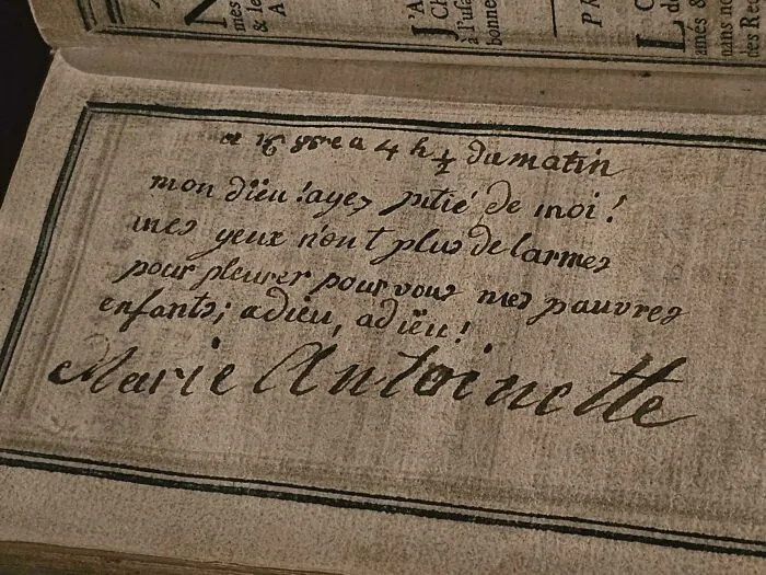 Handwritten note signed by Marie Antoinette, one of many rare historical finds preserved in an archive.