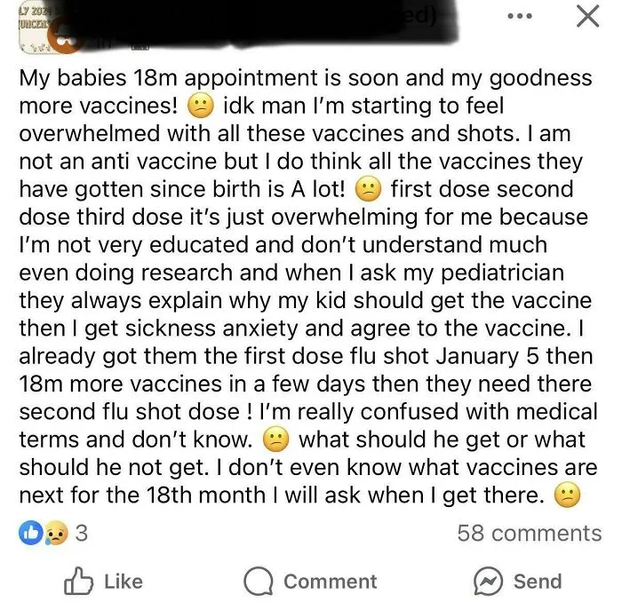 Parent overwhelmed and confused about multiple vaccines and doses for 18-month-old child