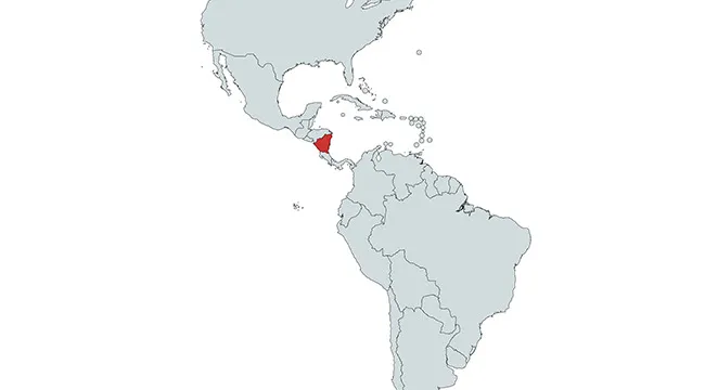 Map highlighting a country in the Americas, focusing on naming all the countries in the Americas quiz.