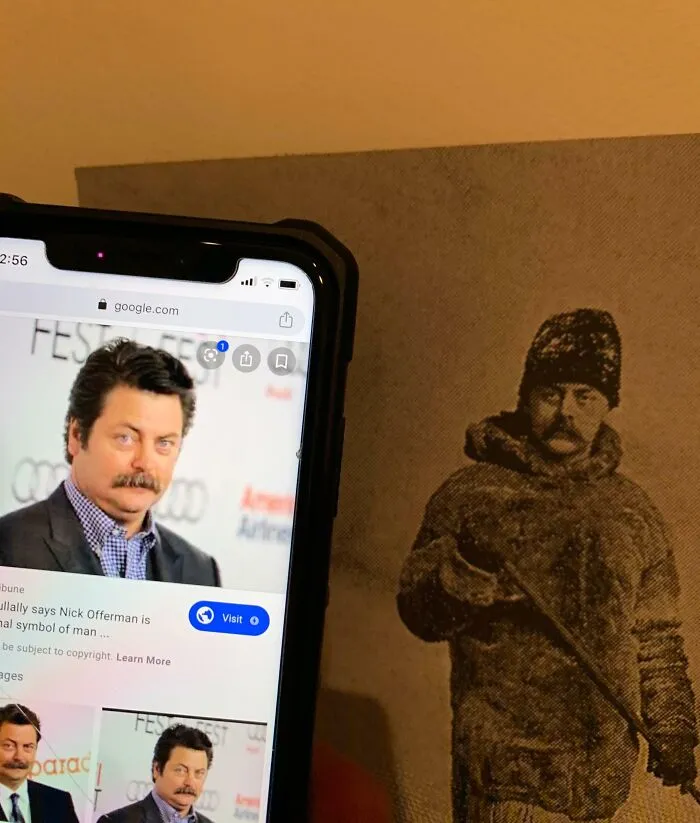 This Photo From A Museum Caught Nick Offerman Time Traveling