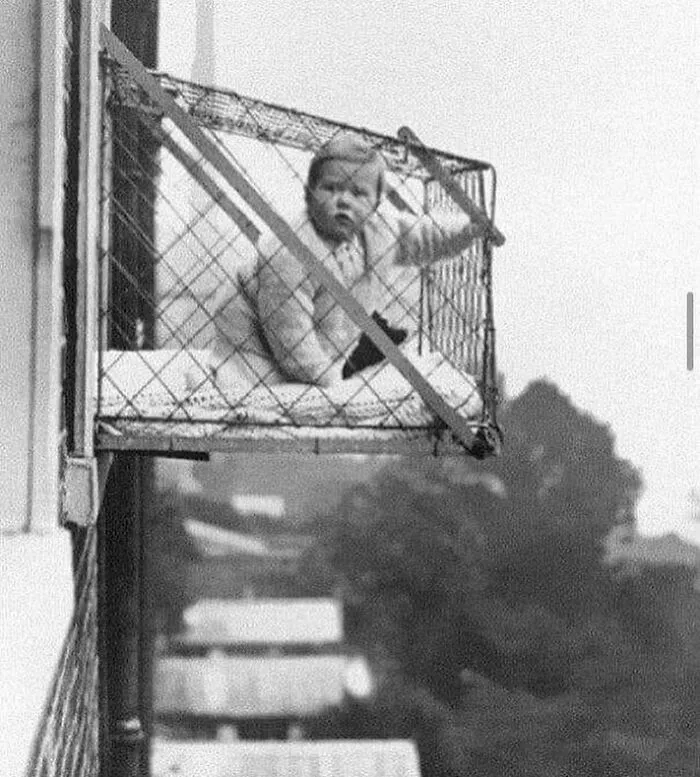 "Baby Cages" Were Window-Mounted Playpens That Were Once Used For Apartments To Ensure Babies Get Fresh Air, 1937