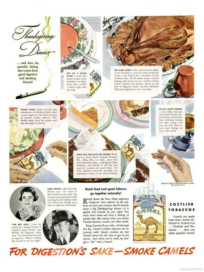 Camel Urges You To Smoke 5 Cigarettes With Dinner To Cleanse Your Palate