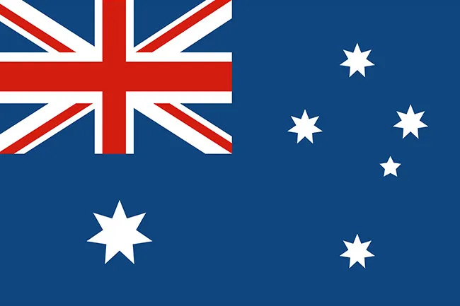 Australian flag with Union Jack and Southern Cross stars symbolizing the country to visit and explore.