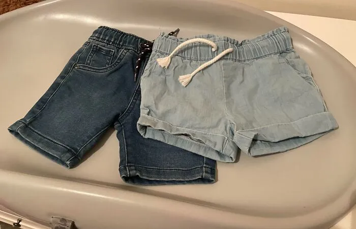 The Difference In Length For Baby Boy Short vs. Baby Girl Short Both Size 1