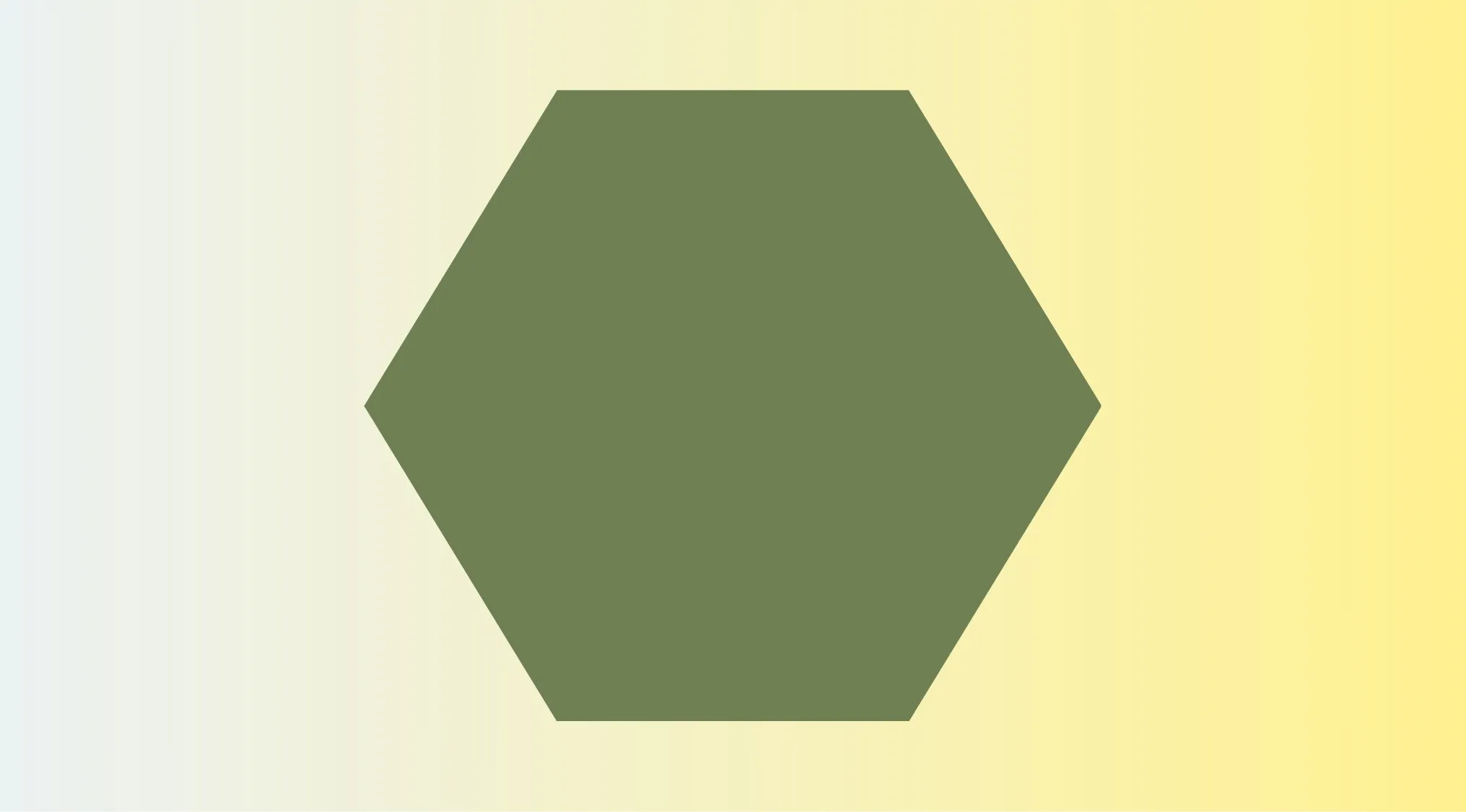 Green hexagon shape with six sides on a light yellow gradient background representing general knowledge skills quiz.