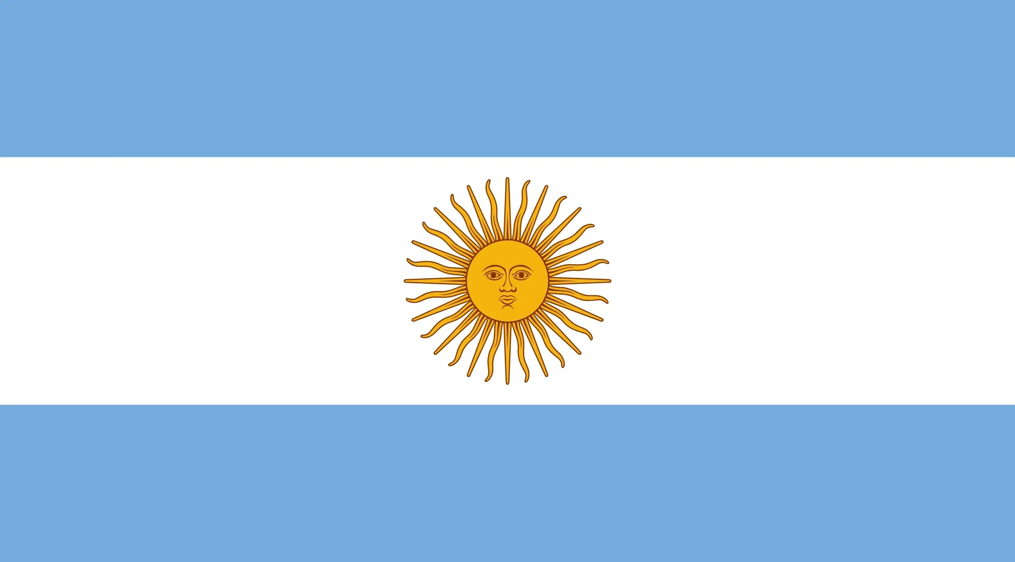 Flag featuring a sun with a face on white and light blue horizontal stripes for country general knowledge skills test.