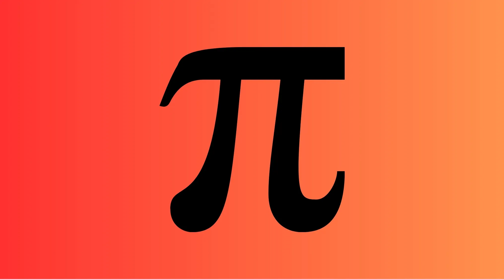 Black pi symbol on a red and orange gradient background representing the value of pi rounded to two decimal places.