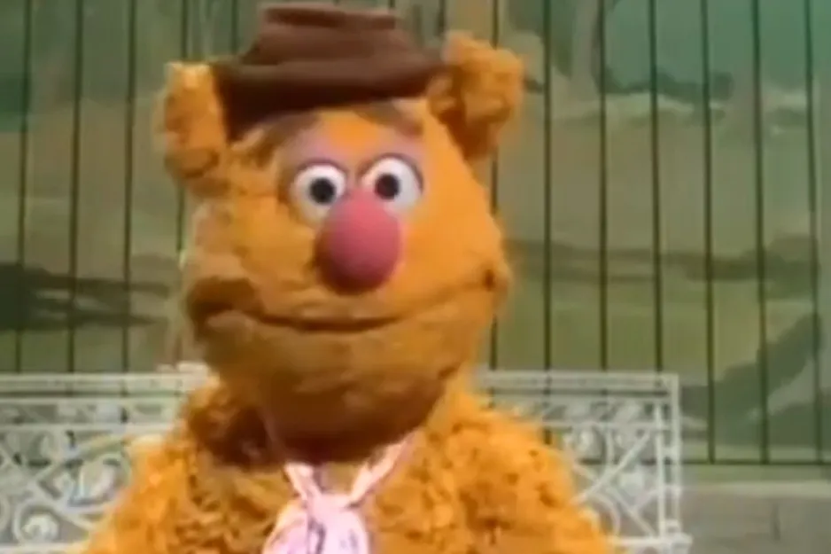 Fozzie Bear puppet with a brown hat and pink scarf, often mistaken for the teddy bear prop in Breaking Bad.